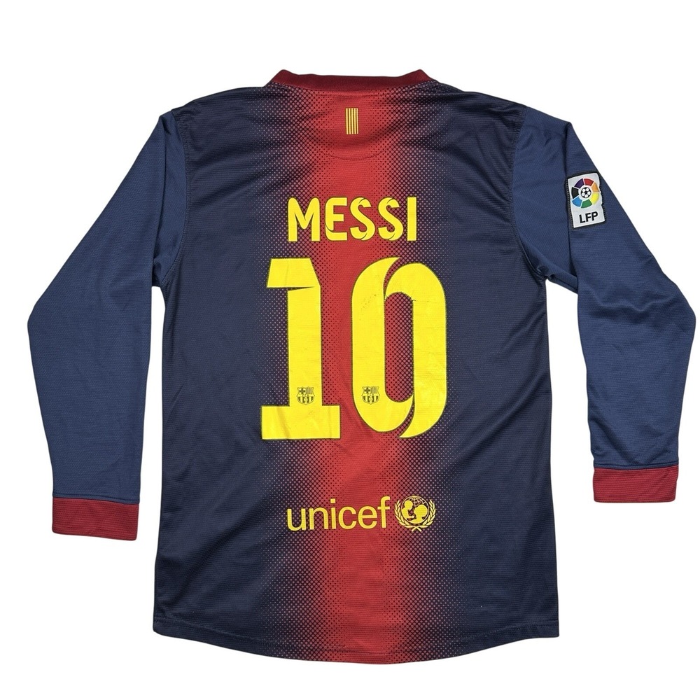 FC Barcelona Messi 10 Long Sleeve Soccer Jersey Qatar Foundation Unicef LFP‎